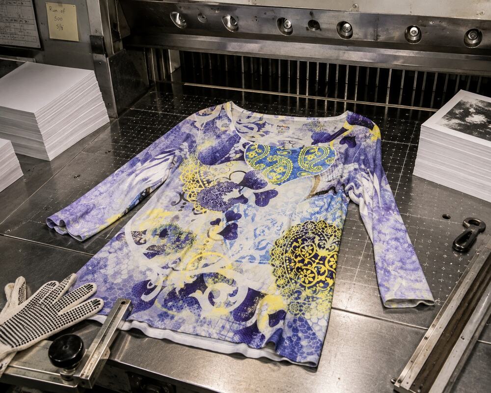 Style & Co Purple Yellow Paisley Heart Print Tunic Top XL 3/4 Sleeve
